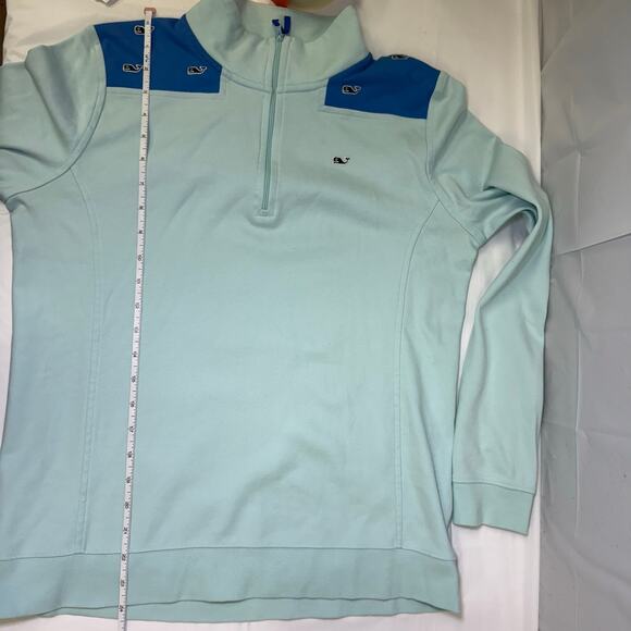 Vineyard Vines Women’s Whale Quarter-Zip Pullover Mint Blue Size M - Picture 7 of 9